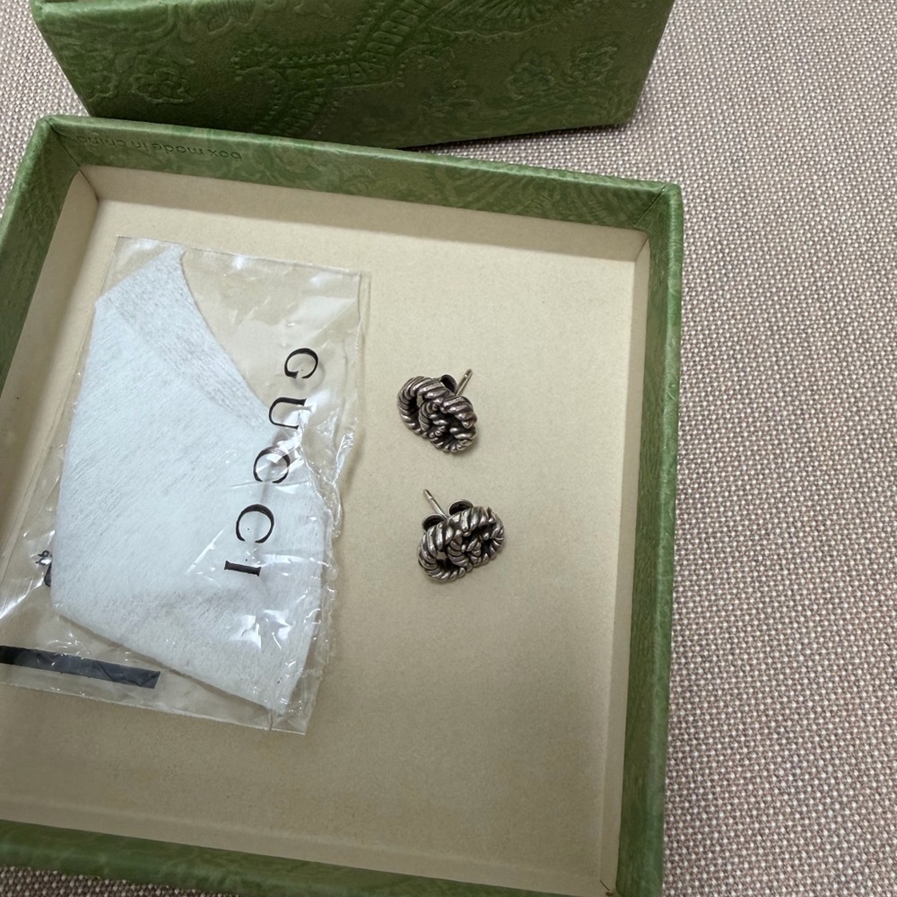 Gucci Silver Knot Stud Earrings